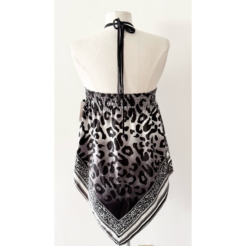 NEW Deadstock Y2K XOXO Satin Handkerchief Hem Leopard Halter Top Size Medium (M) - Picture 3 of 9